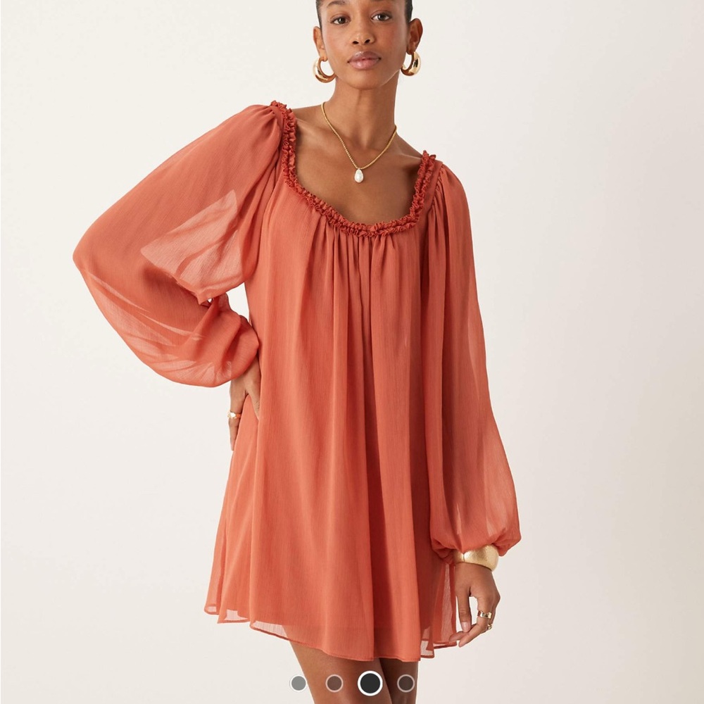 ASOS DESIGN Chic Rust Orange Long Sleeve Dress